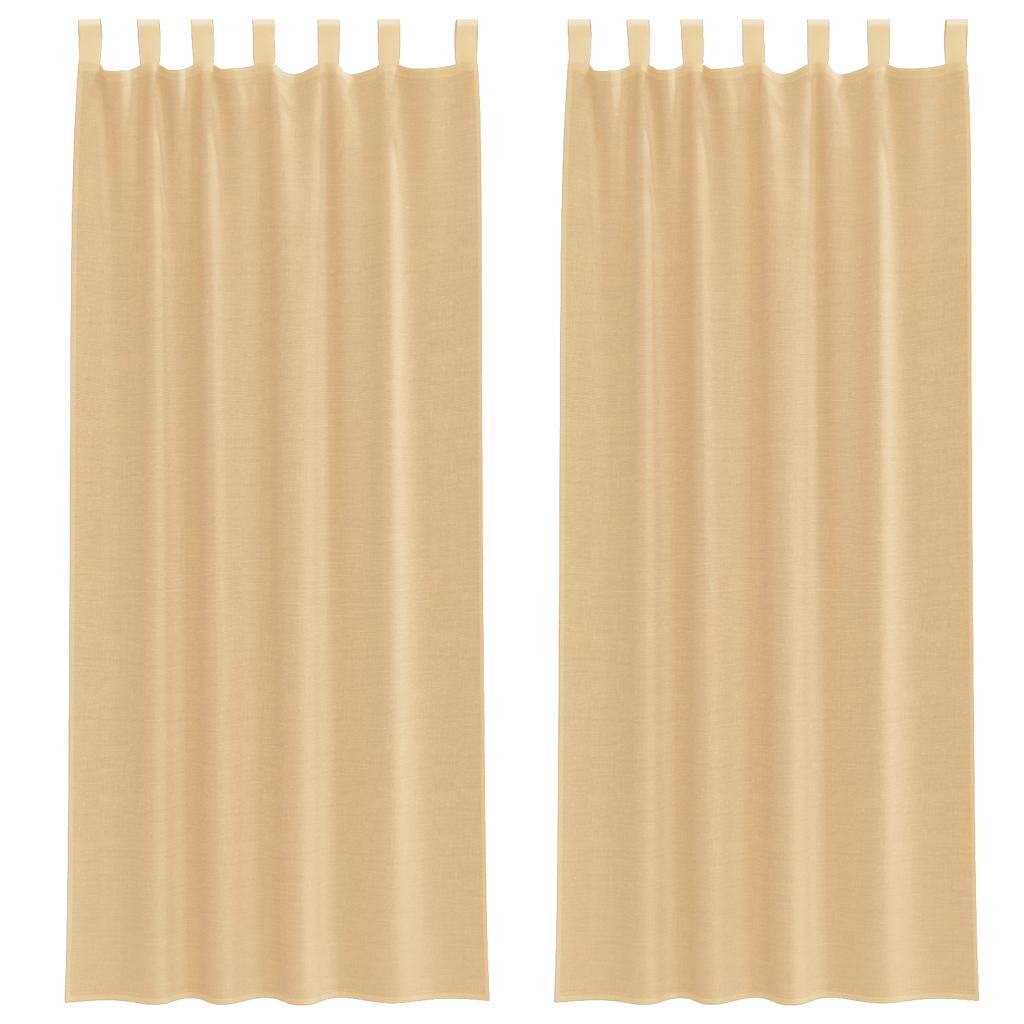 Voile Vorhänge mit Stangentaschen 2 Stk. Sandfarbe