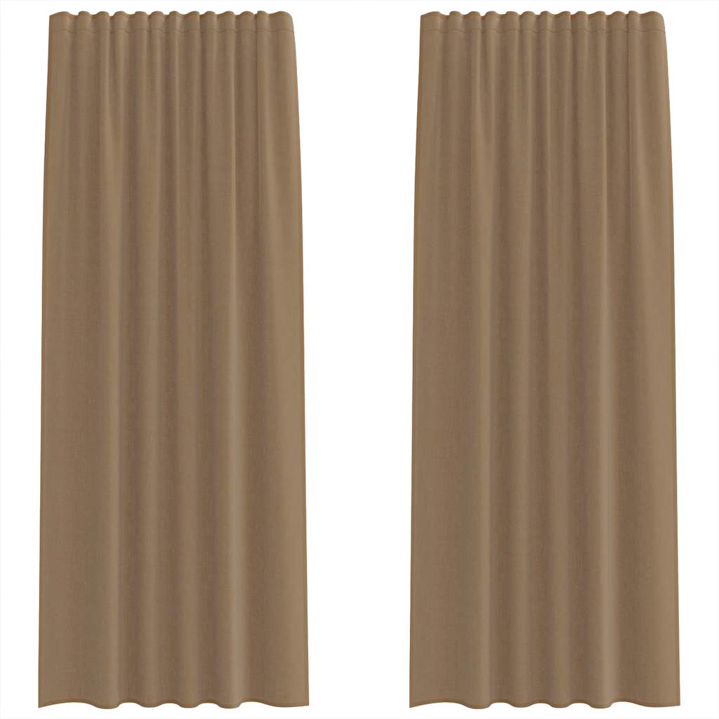 Voile Vorhänge mit Stangentaschen 2 Stk. Hellbraun