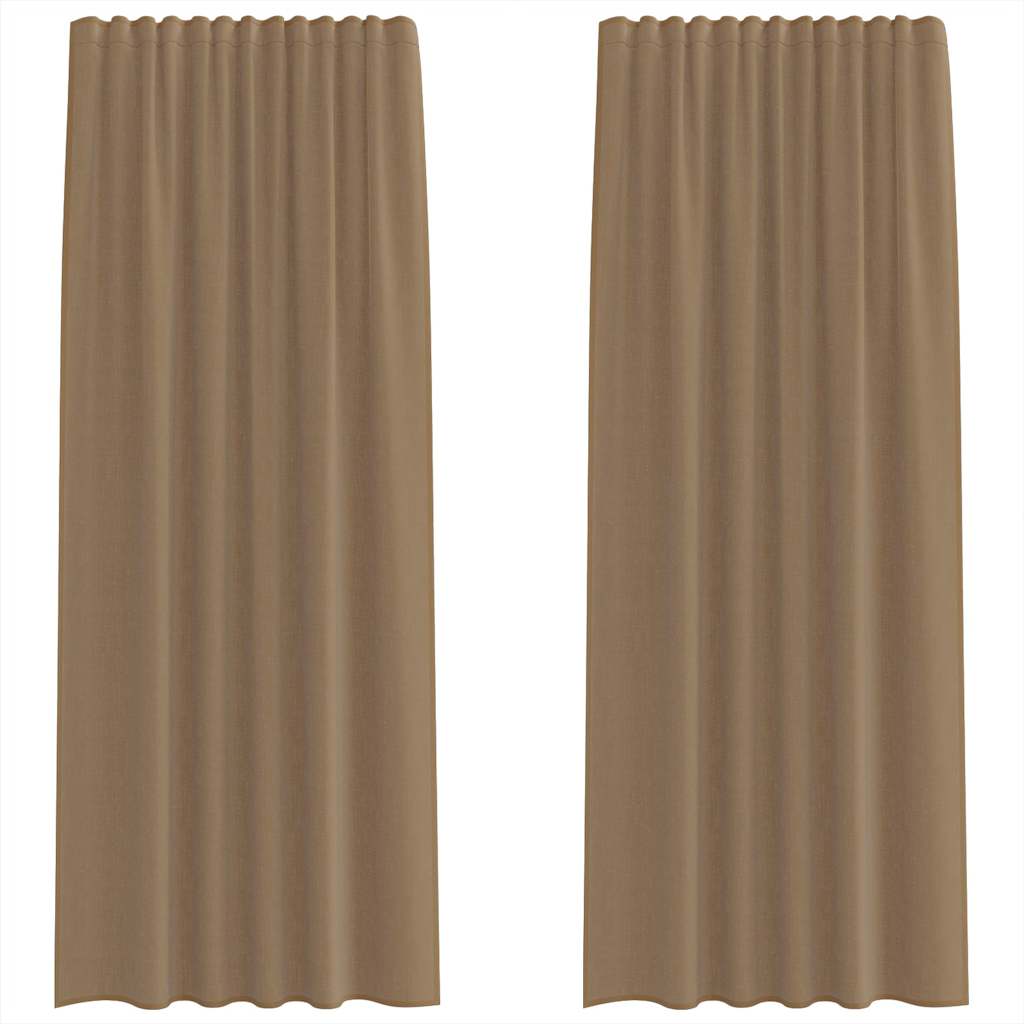 Voile Vorhänge mit Stangentaschen 2 Stk. Hellbraun