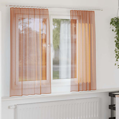 Voile Vorhänge mit Stangentaschen 2 Stk. Terrakotta