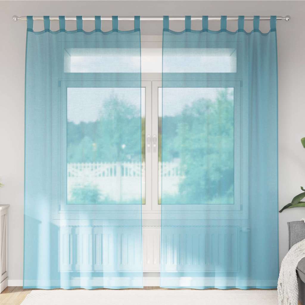 Voile Vorhänge mit Stangentaschen 2 Stk. Türkis