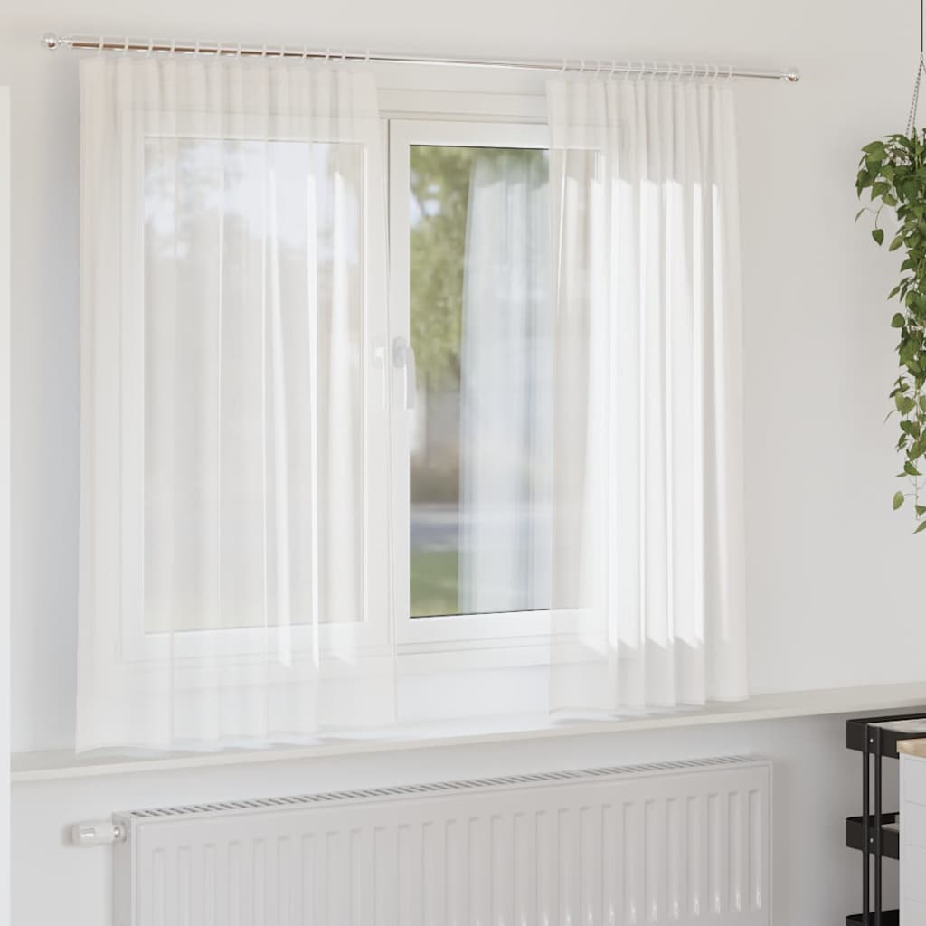 Voile Vorhänge mit Stangentaschen 2 Stk. Weiß