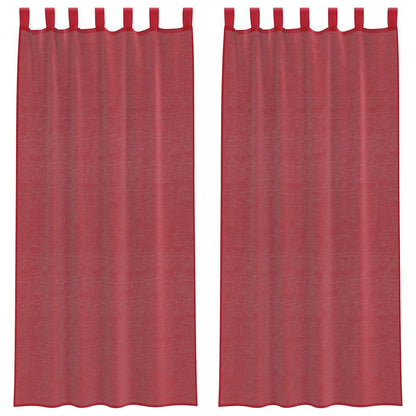 Voile Vorhänge mit Stangentaschen 2 Stk. Weinrot