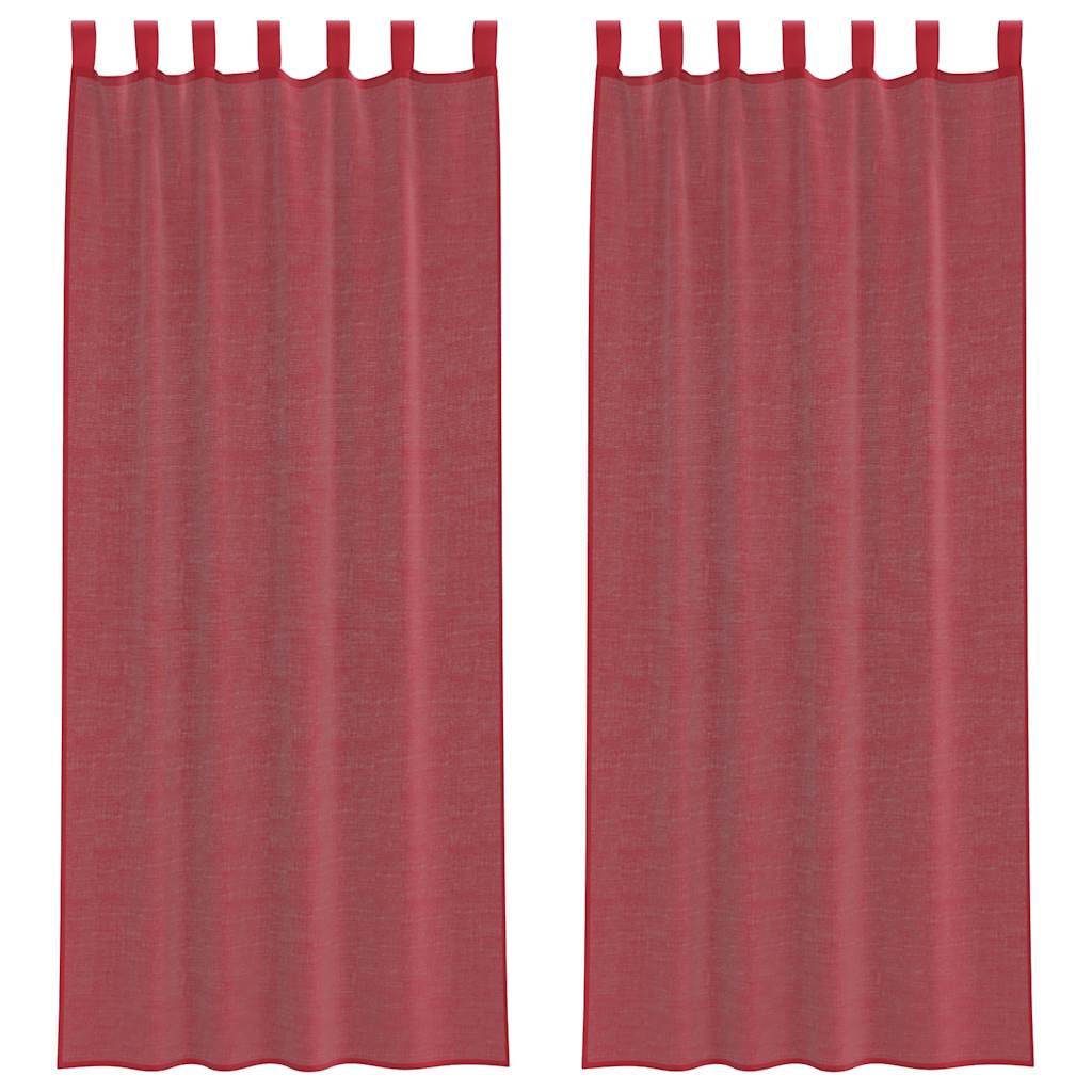 Voile Vorhänge mit Stangentaschen 2 Stk. Weinrot