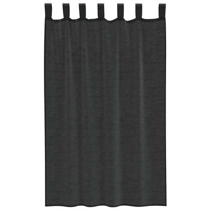 Voile Vorhänge mit Lasche 2 Stk. Schwarz