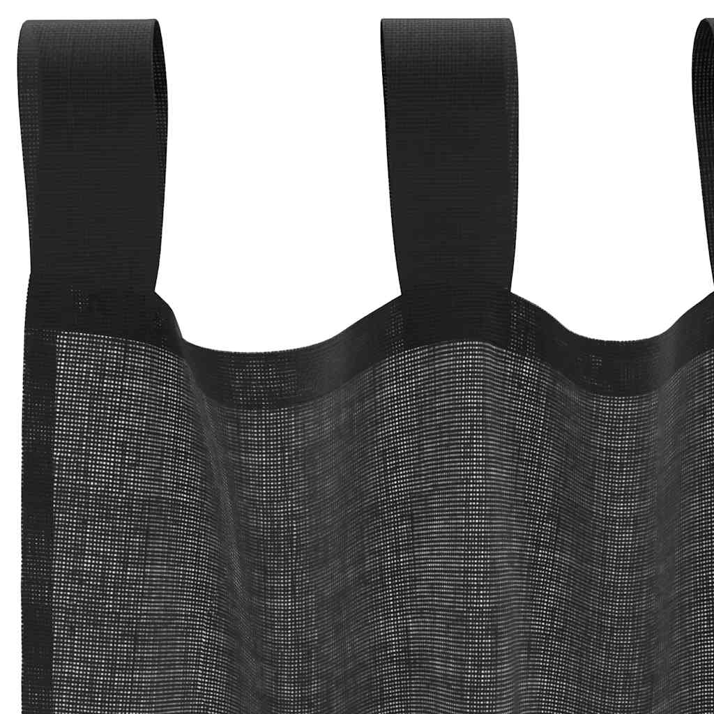 Voile Vorhänge mit Lasche 2 Stk. Schwarz