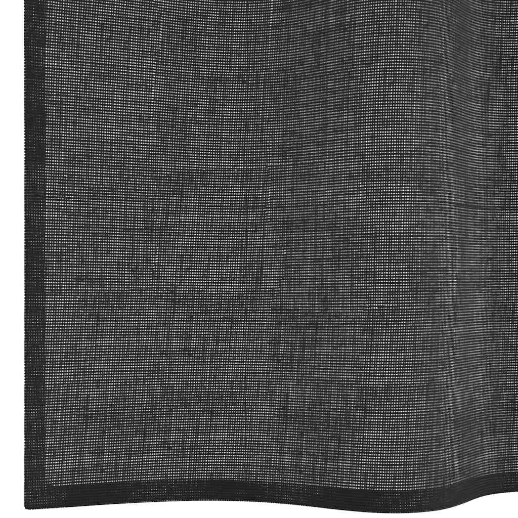 Voile Vorhänge mit Lasche 2 Stk. Schwarz