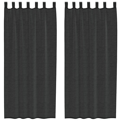 Voile Vorhänge mit Lasche 2 Stk. Schwarz