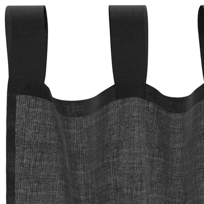 Voile Vorhänge mit Lasche 2 Stk. Schwarz