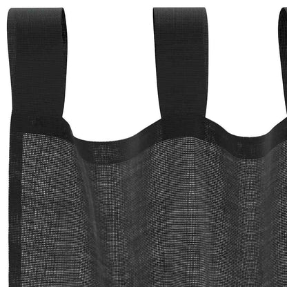 Voile Vorhänge mit Lasche 2 Stk. Schwarz