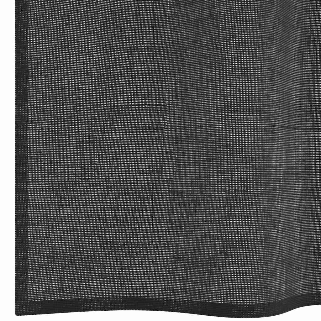 Voile Vorhänge mit Lasche 2 Stk. Schwarz