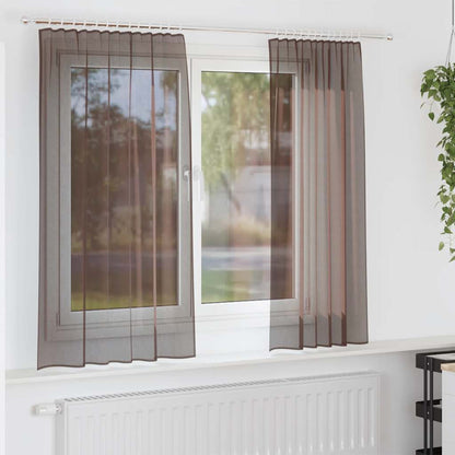 Voile Vorhänge mit Lasche 2 Stk. Braun