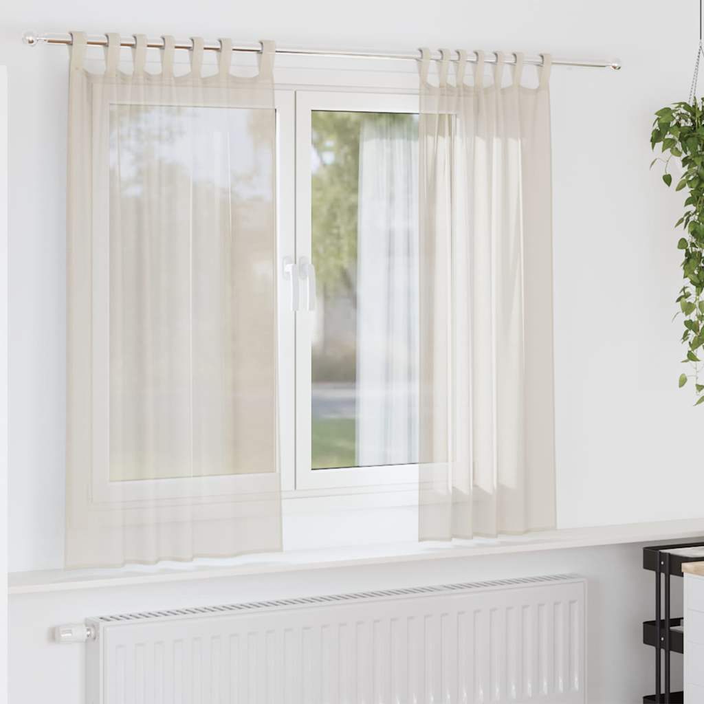Voile Vorhänge mit Lasche 2 Stk. Creme