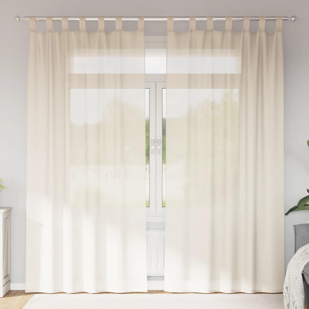 Voile Vorhänge mit Lasche 2 Stk. Creme