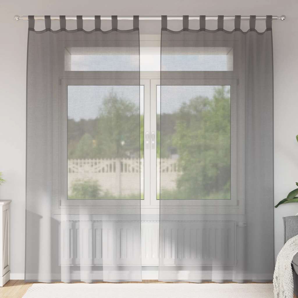 Voile Vorhänge mit Schlaufen 2 Stk. Dunkelgrau 140x245 cm