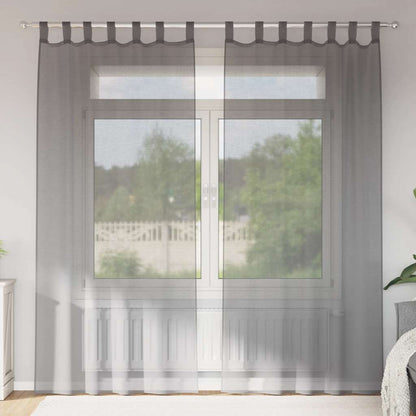 Voile Vorhänge mit Schlaufen 2 Stk. Dunkelgrau 140x245 cm