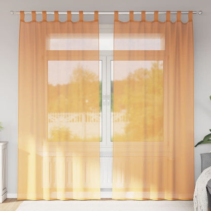 Voile Vorhänge mit Schlaufen 2 Stk. Orange 140x225 cm