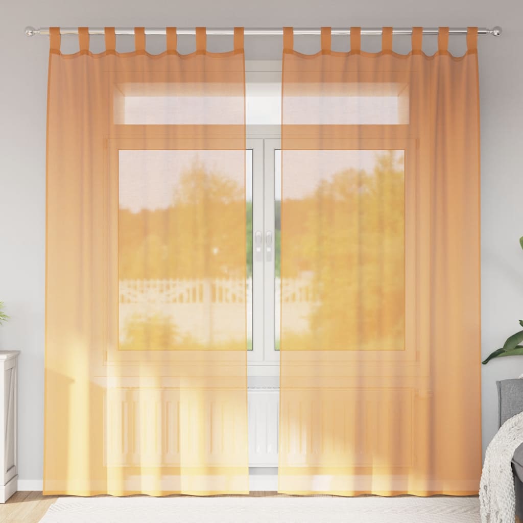 Voile Vorhänge mit Schlaufen 2 Stk. Orange 140x245 cm