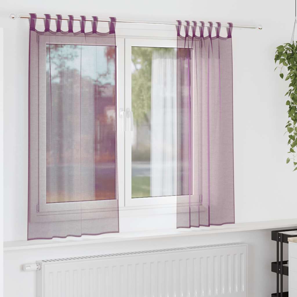 Voile Vorhänge mit Schlaufen 2 Stk. Violett 140x175 cm