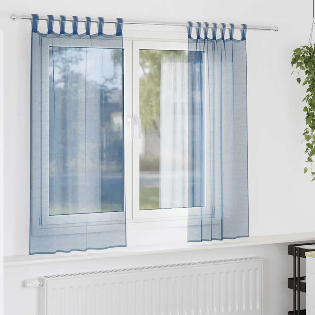 Voile Vorhänge mit Schlaufen 2 Stk. Königsblau 140x140 cm