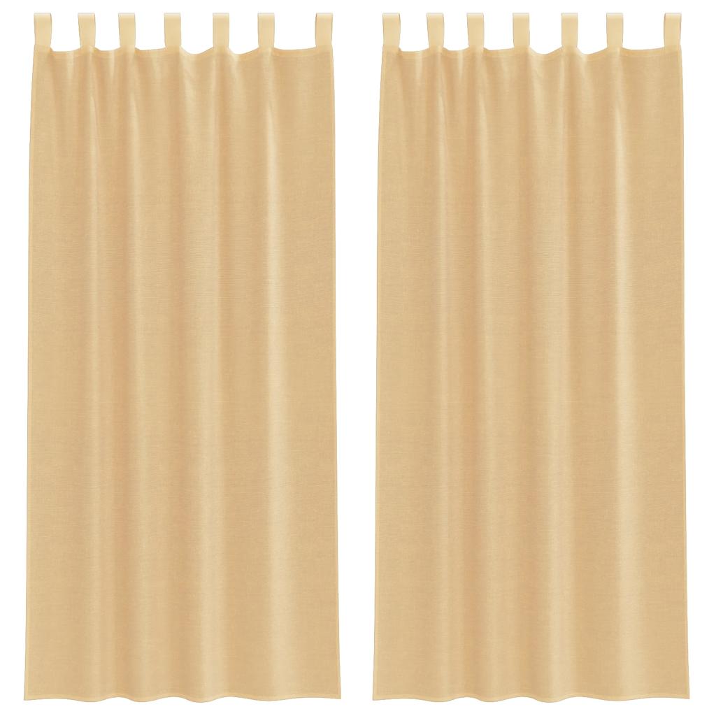 Voile Vorhänge mit Schlaufen 2 Stk. Sandfarbe 140x225 cm