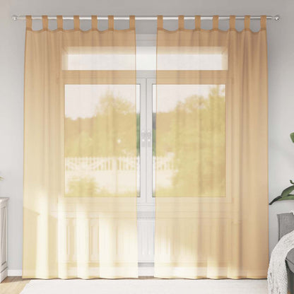 Voile Vorhänge mit Schlaufen 2 Stk. Sandfarbe 140x225 cm