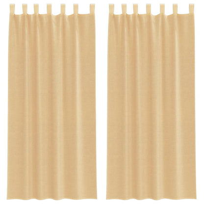 Voile Vorhänge mit Schlaufen 2 Stk. Sandfarbe 140x245 cm