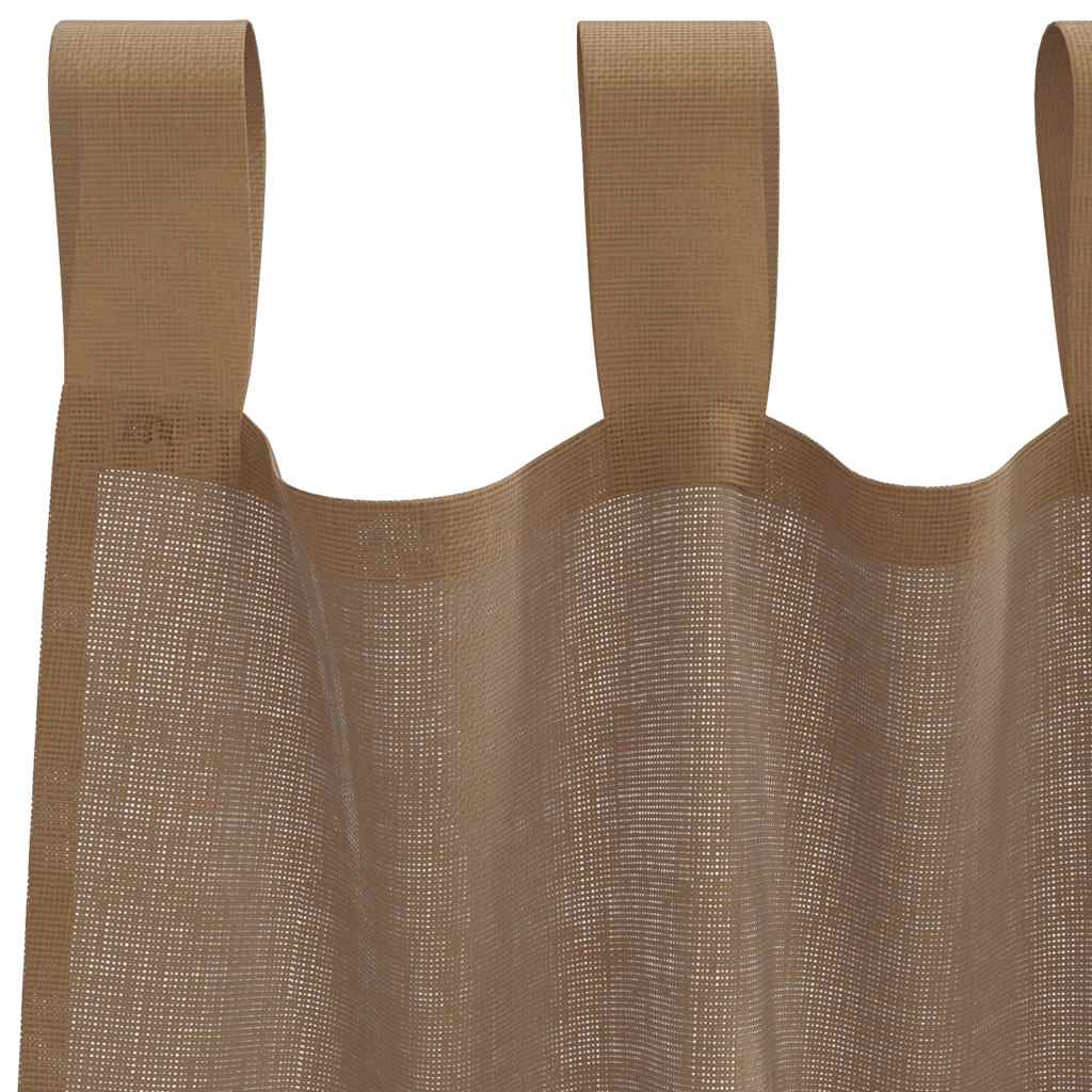 Voile Vorhänge mit Schlaufen 2 Stk. Hellbraun 140x260 cm