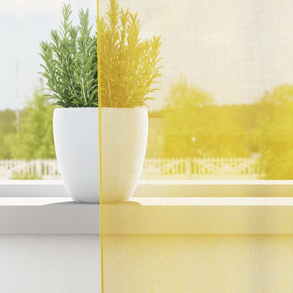 Voile Vorhänge mit Schlaufen 2 Stk. Gelb 140x225 cm