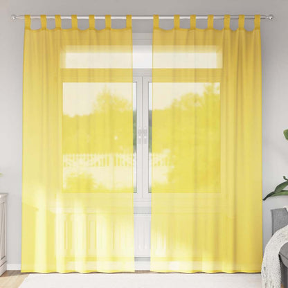 Voile Vorhänge mit Schlaufen 2 Stk. Gelb 140x225 cm