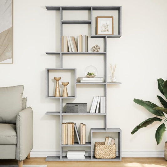 Bookshelf concrete grey 92x29x188 cm wood material