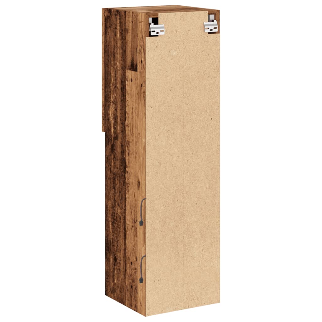 Meuble TV avec lumières LED aspect bois vieilli 30,5x30x102 cm