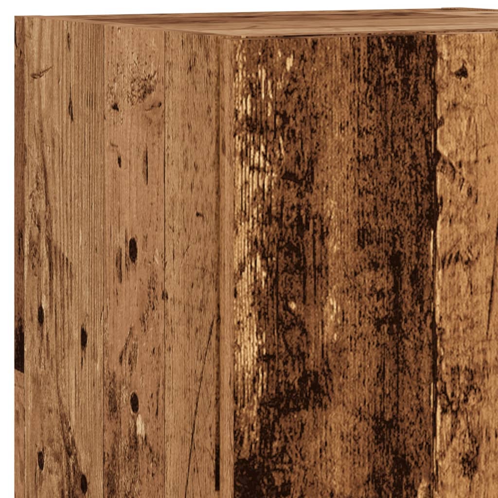 Meuble TV avec lumières LED aspect bois vieilli 30,5x30x102 cm