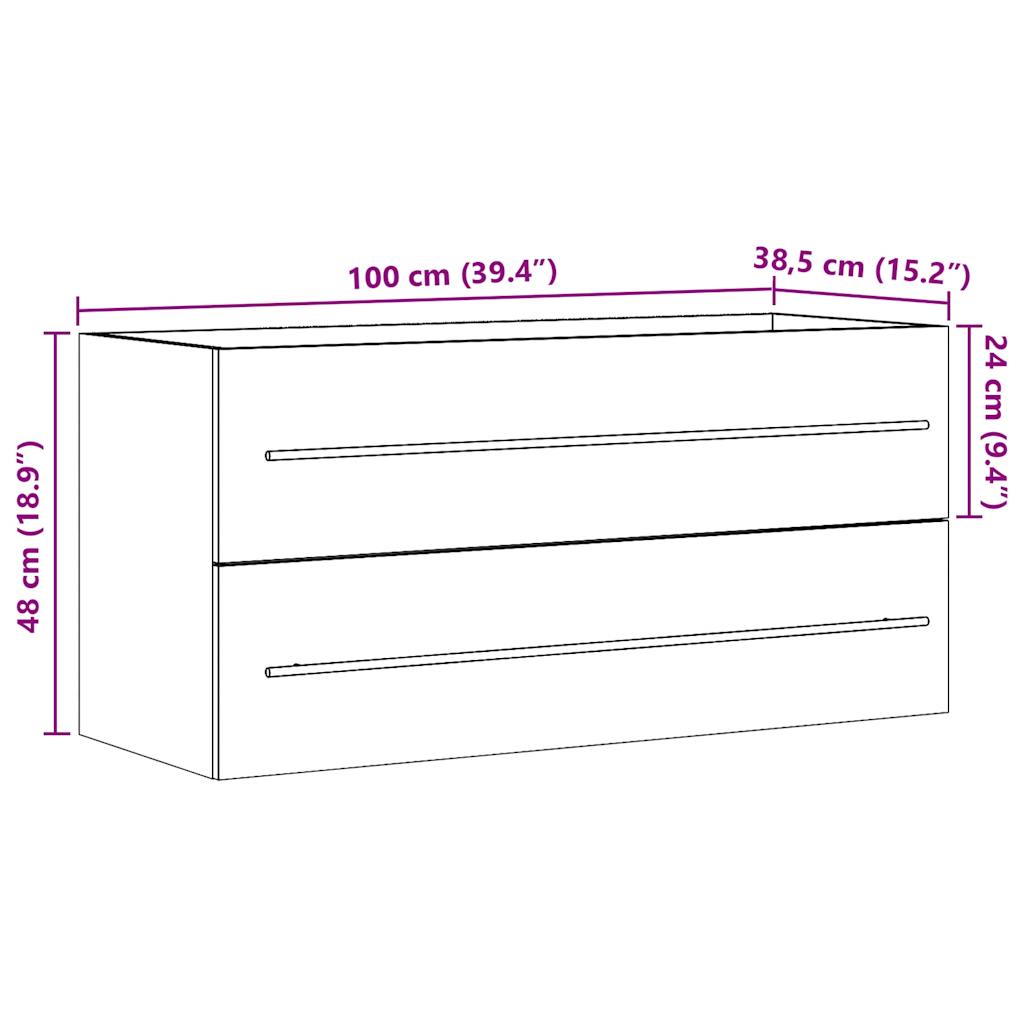 Meuble sous évier gris béton 100x38,5x48 cm en bois