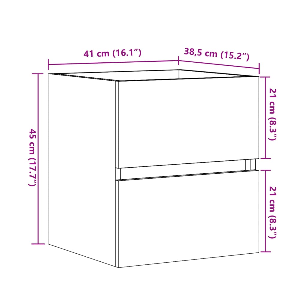 Meuble vasque chêne Sonoma 41x38,5x45cm matière bois