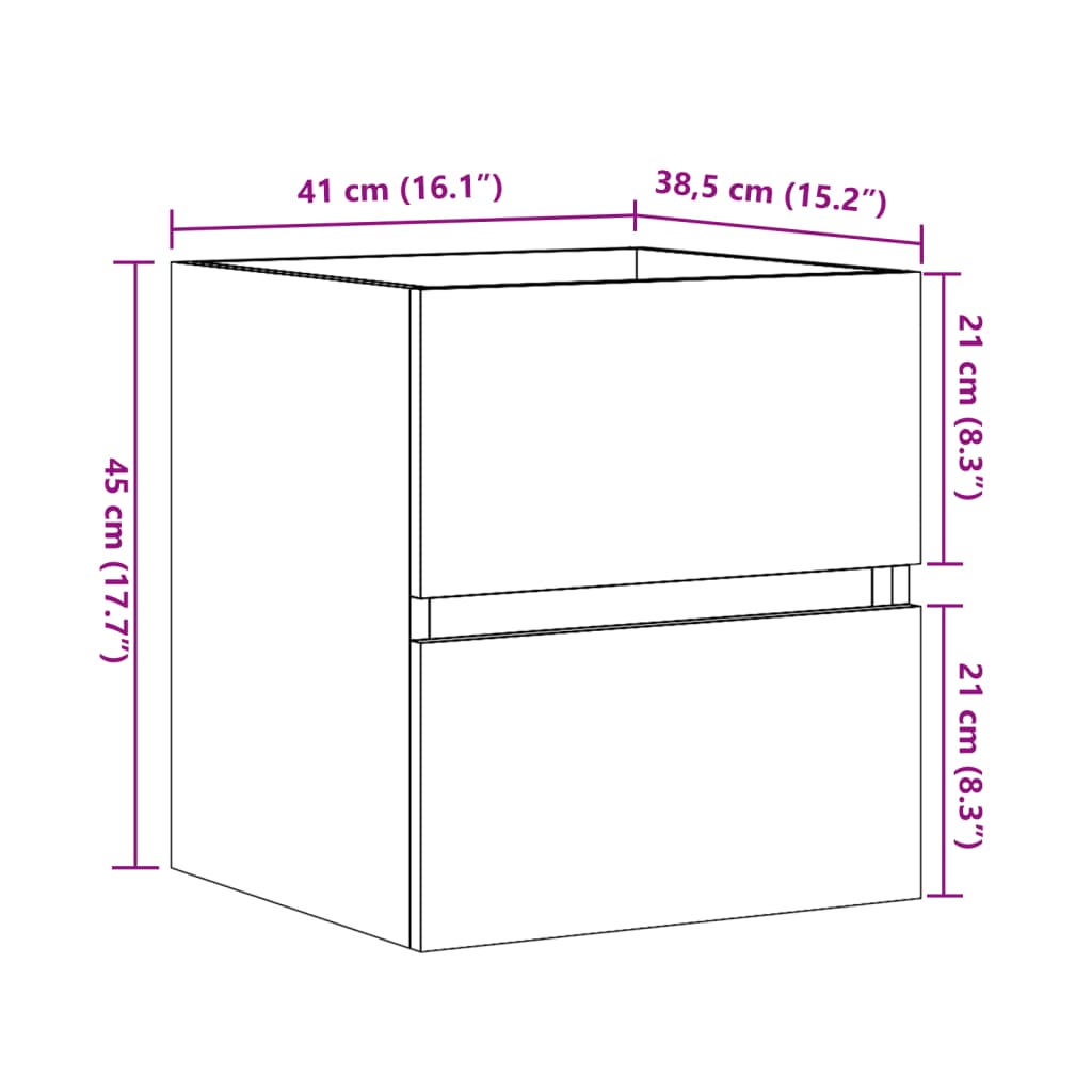 Waschbeckenunterschrank Betongrau 41x38,5x45 cm Holzwerkstoff