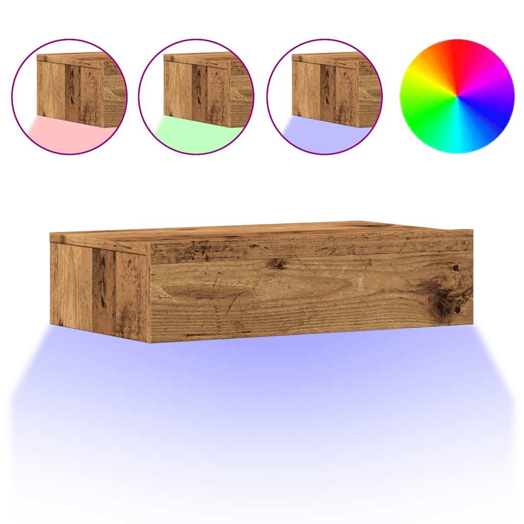 Meubles TV avec lumières LED 2 pièces aspect bois de récupération 60x35x15,5 cm.