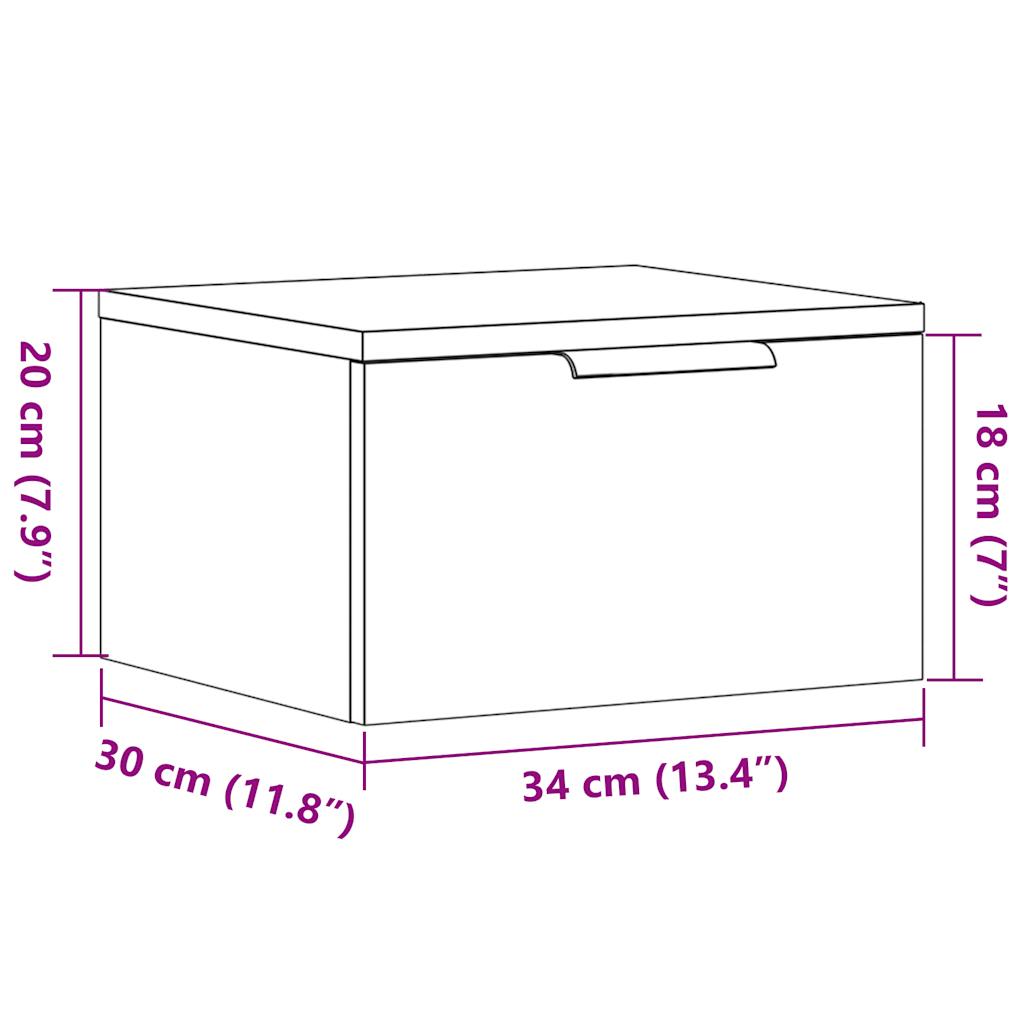 Tables de chevet murales 2 pcs. aspect vieux bois 34x30x20 cm