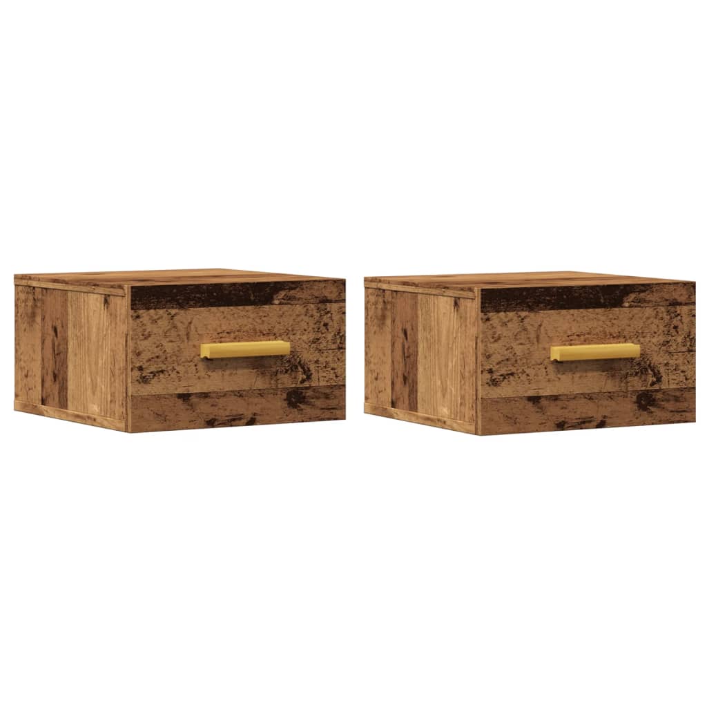 Tables de chevet murales 2 pcs. aspect vieux bois 35x35x20 cm