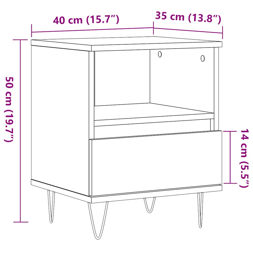 Nachttisch Altholz-Optik 40x35x50 cm Holzwerkstoff