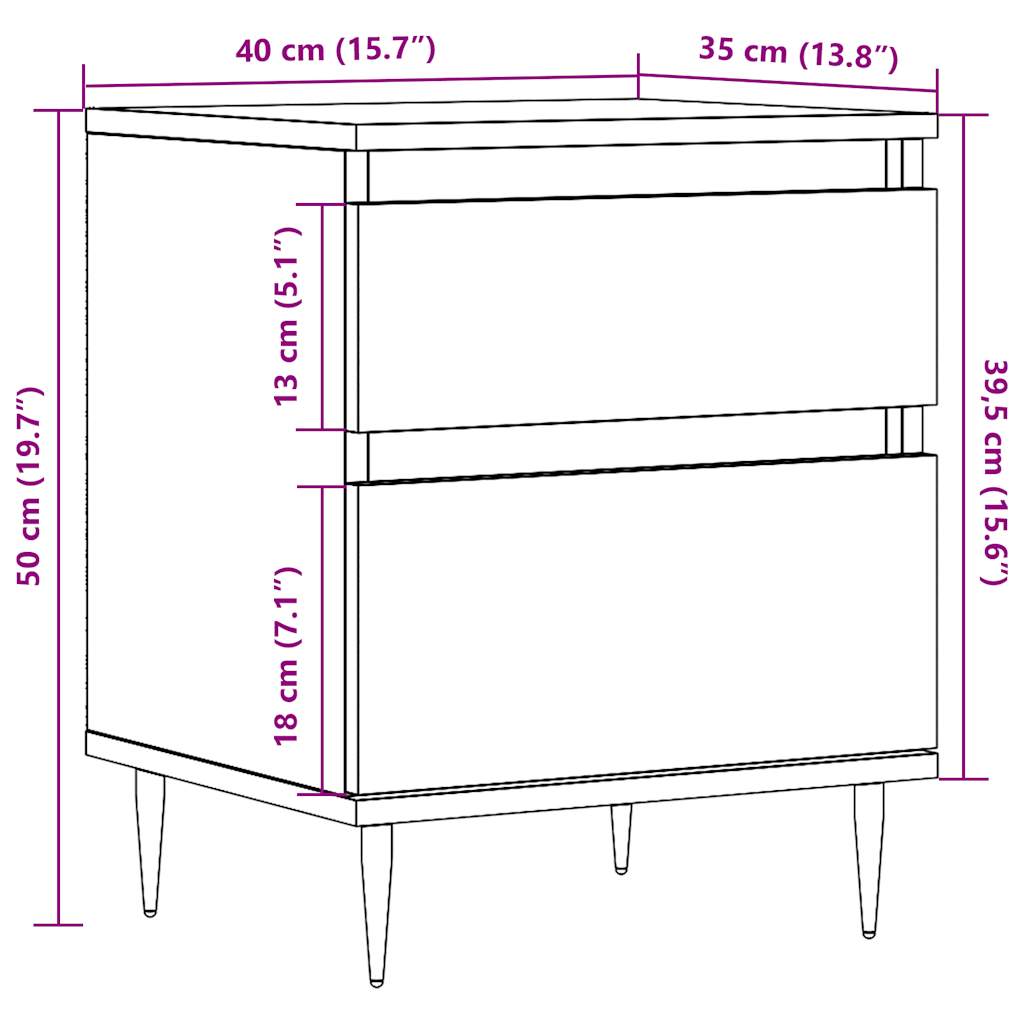 Table de chevet aspect bois de récupération 40x35x50 cm en bois