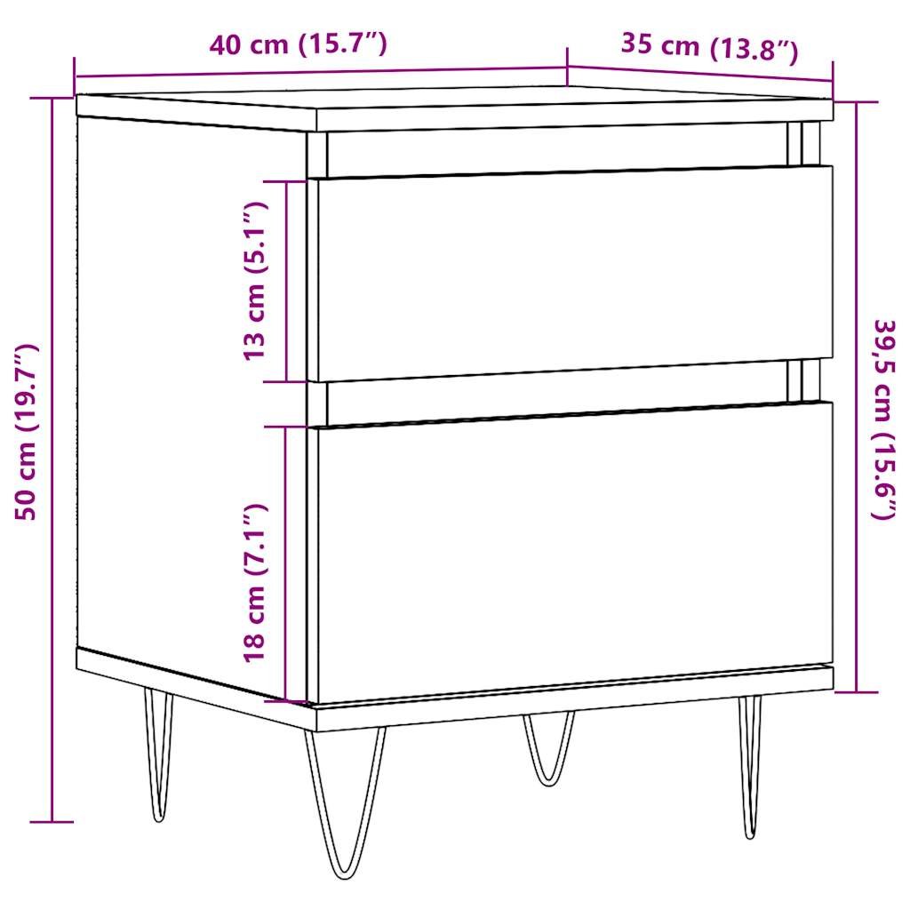 Table de chevet aspect bois de récupération 40x35x50 cm en bois