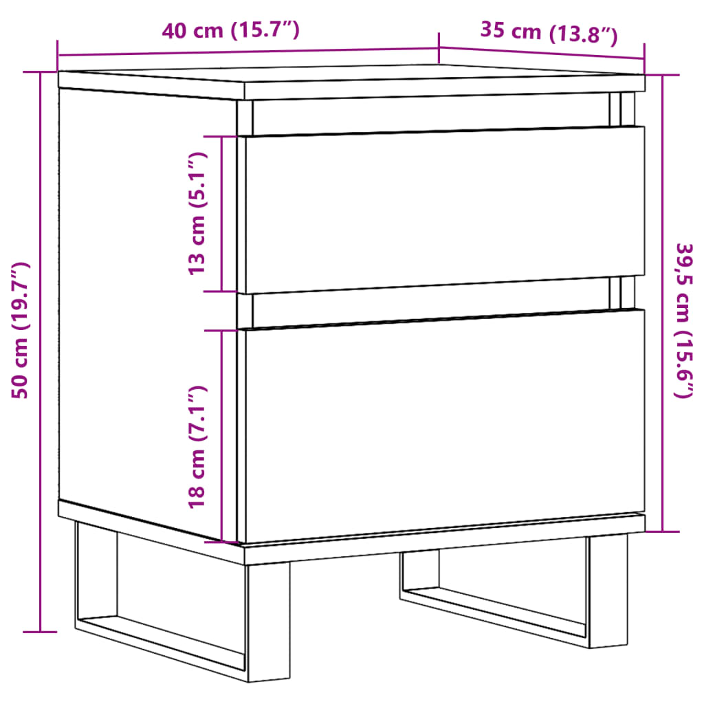 Nachttisch Altholz-Optik 40x35x50 cm Holzwerkstoff