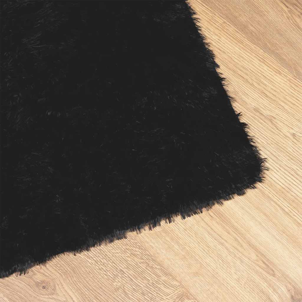 Teppich Shaggy Hochflor NAVARRA Schwarz 60x100 cm Polyester
