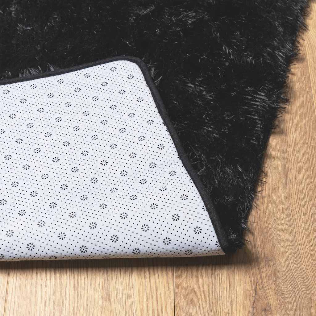 Teppich Shaggy Hochflor NAVARRA Schwarz 60x100 cm Polyester