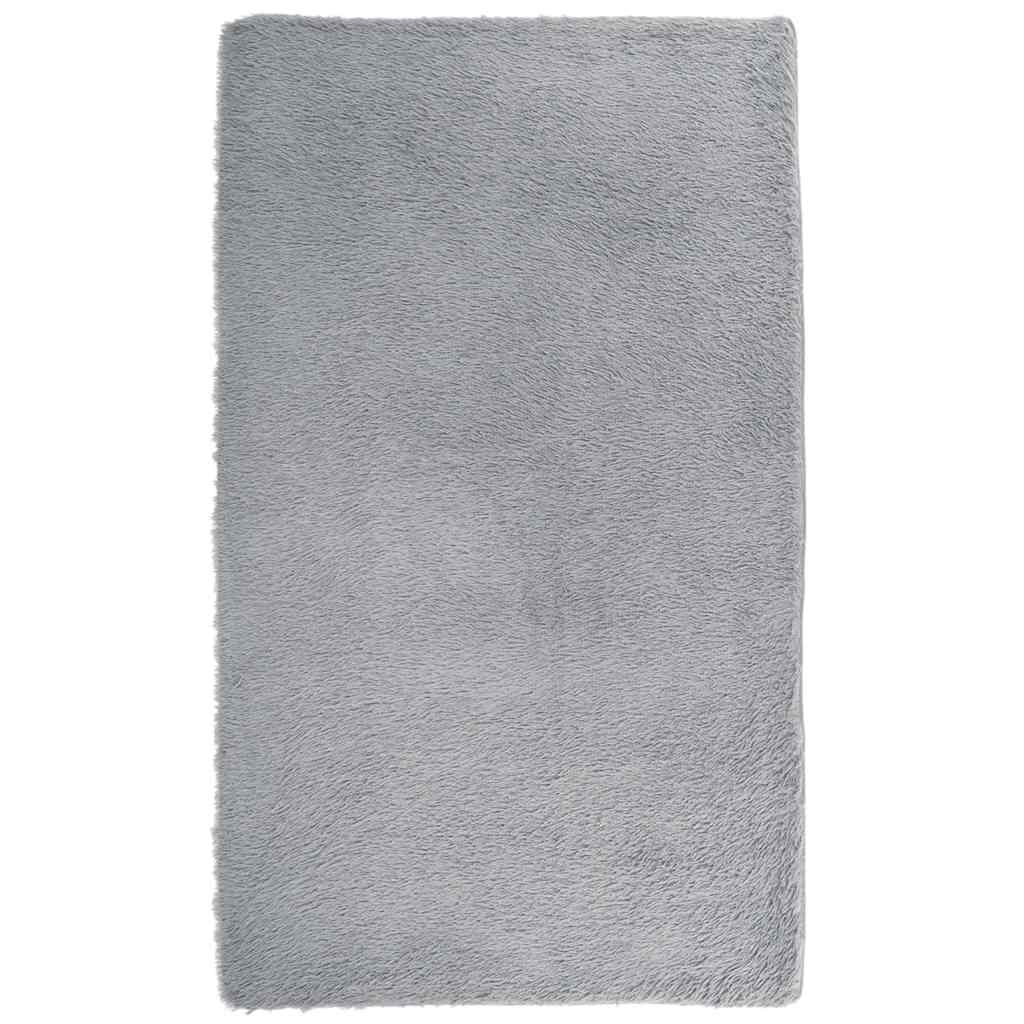 Tapis shaggy, poils longs NAVARRA, gris argenté, 60x100 cm, polyester