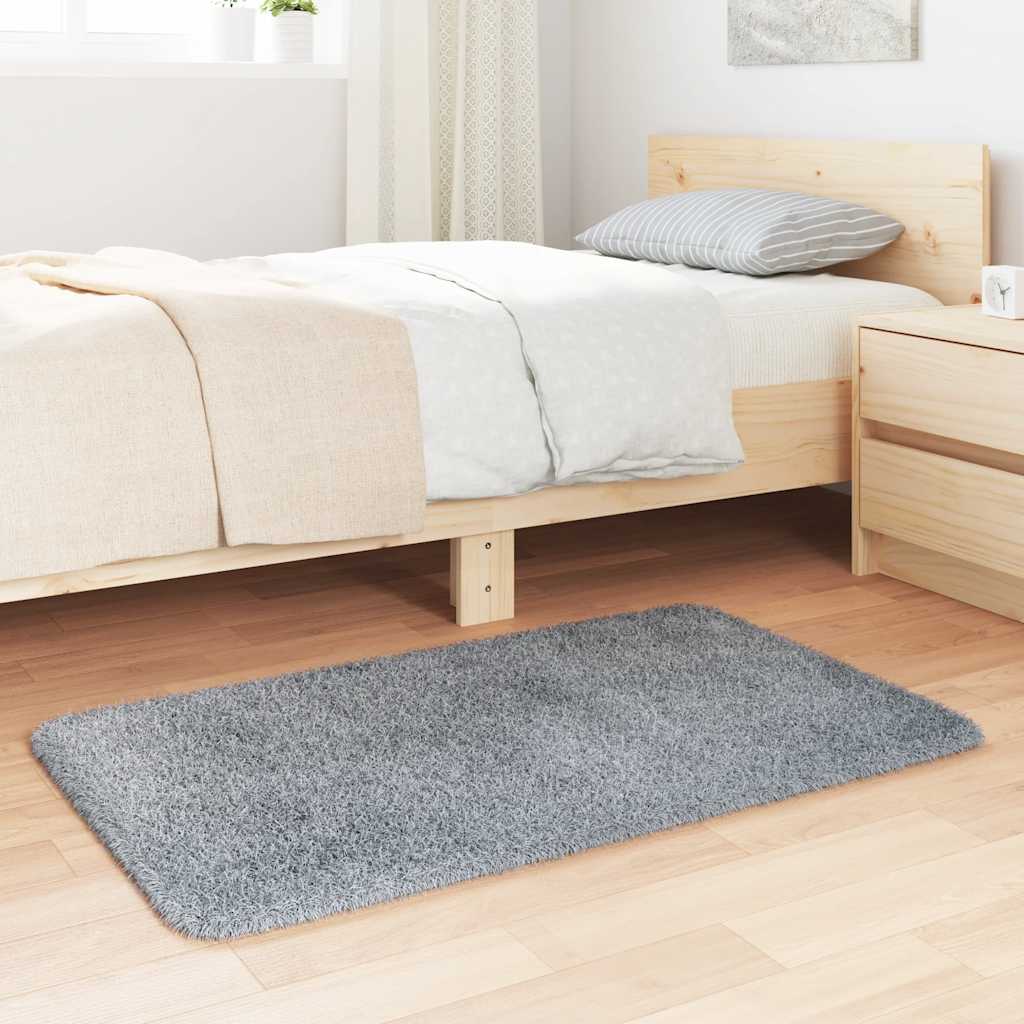 Tapis shaggy, poils longs NAVARRA, gris argenté, 60x100 cm, polyester