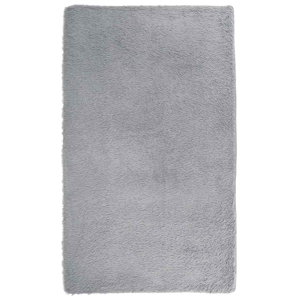 Tapis shaggy, poils longs NAVARRA, gris argenté, 80x150 cm, polyester