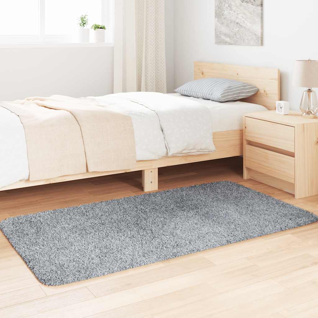 Tapis shaggy, poils longs NAVARRA, gris argenté, 80x150 cm, polyester