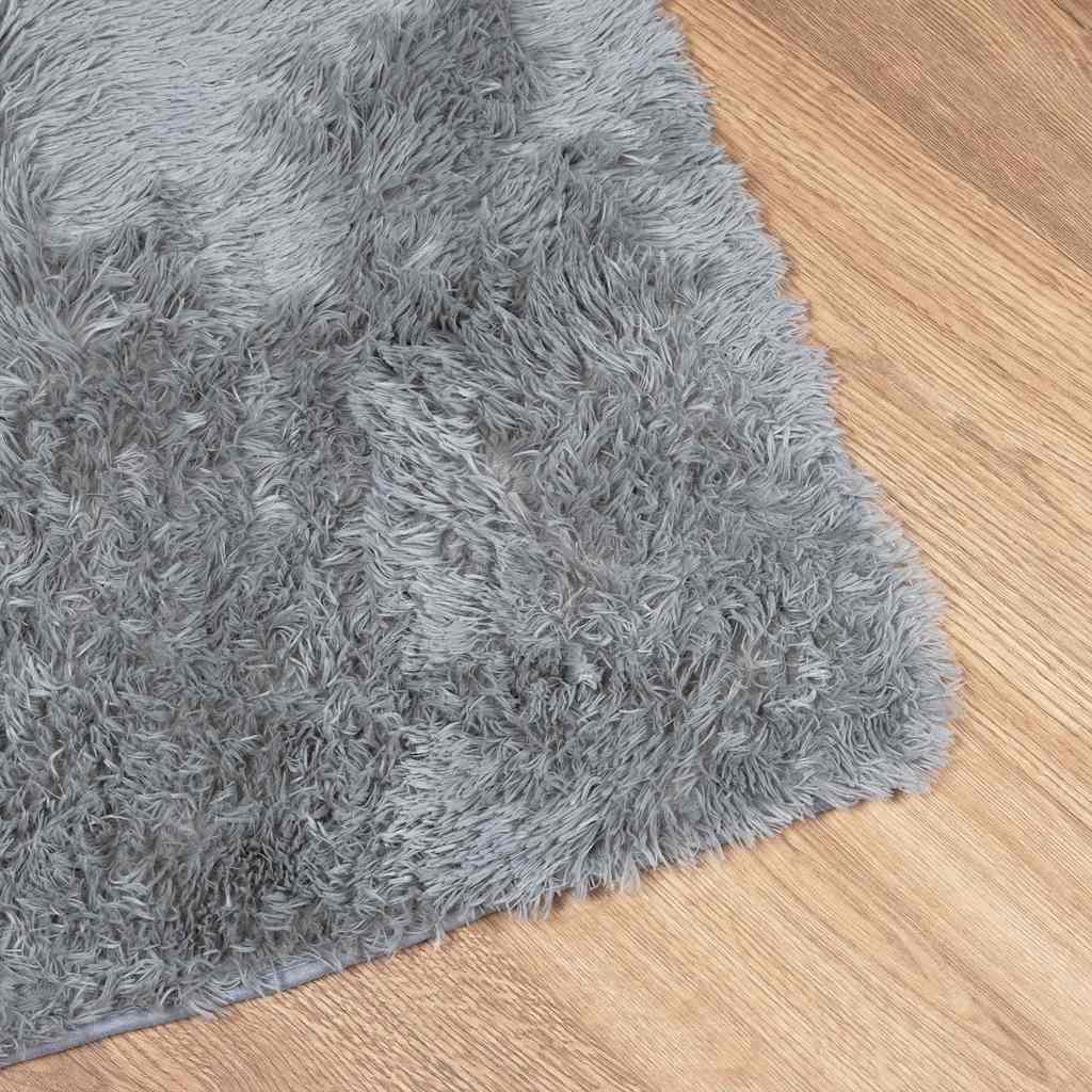 Tapis shaggy, poils longs NAVARRA, gris argenté, 80x150 cm, polyester